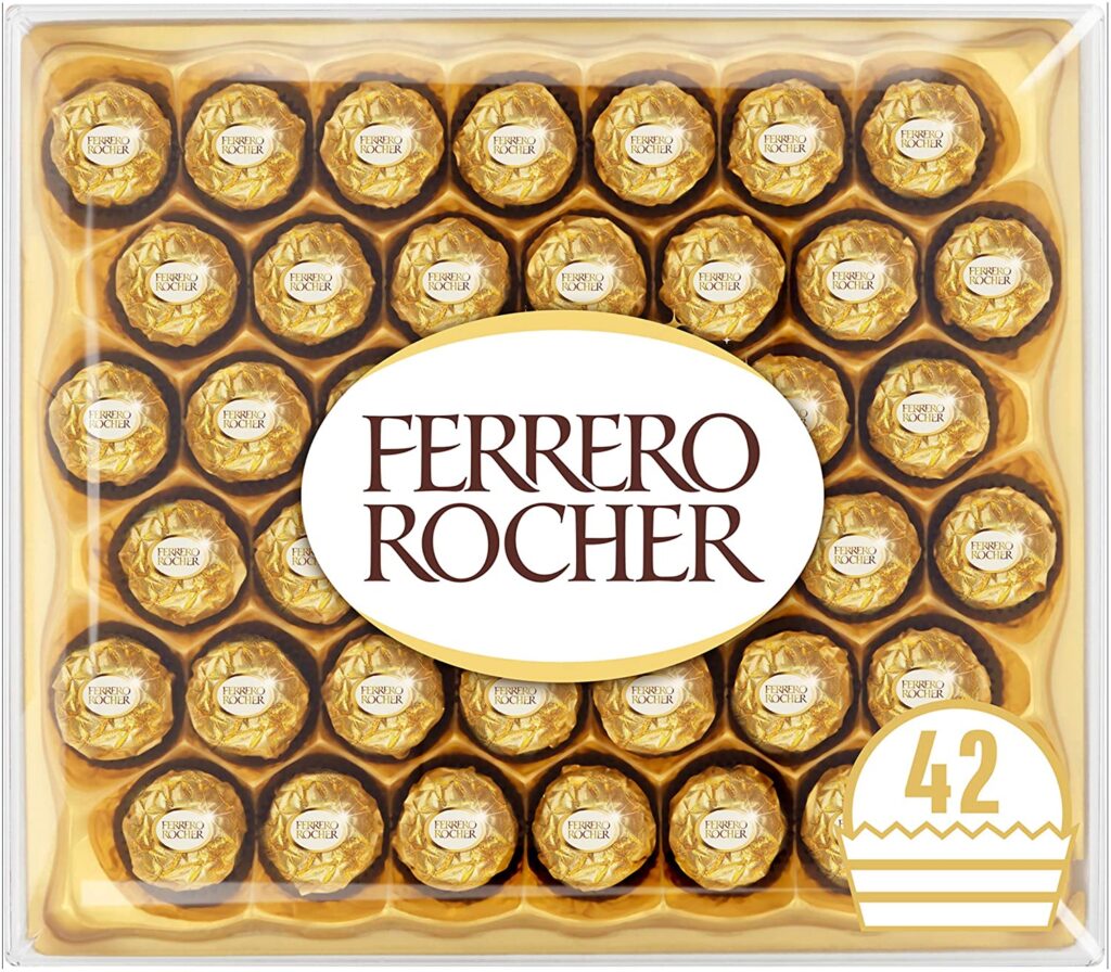 (42 Count) Ferrero Rocher Premium Gourmet Milk Chocolate Hazelnut,  Individually Wrapped Candy for Gifting, A Great Easter Gift, 18.5 oz